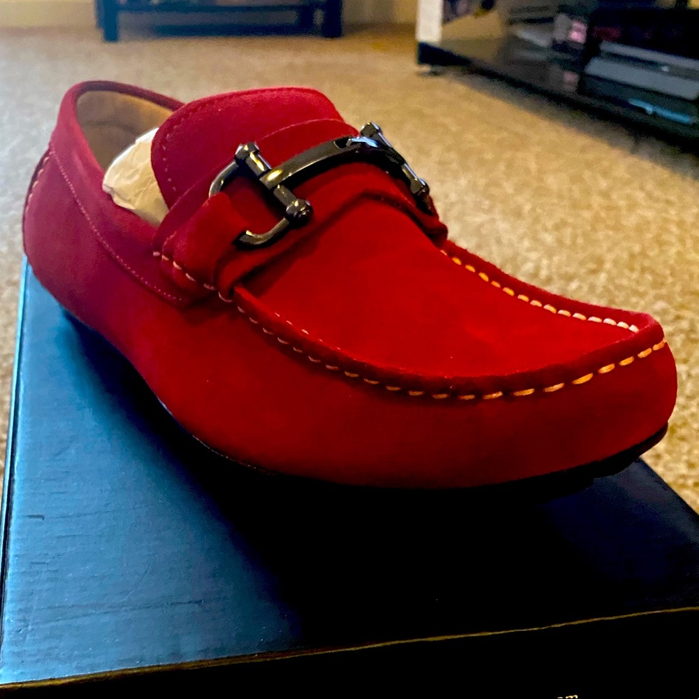 Alfani Men's James Suede Driver with Bit, Red, size 9M